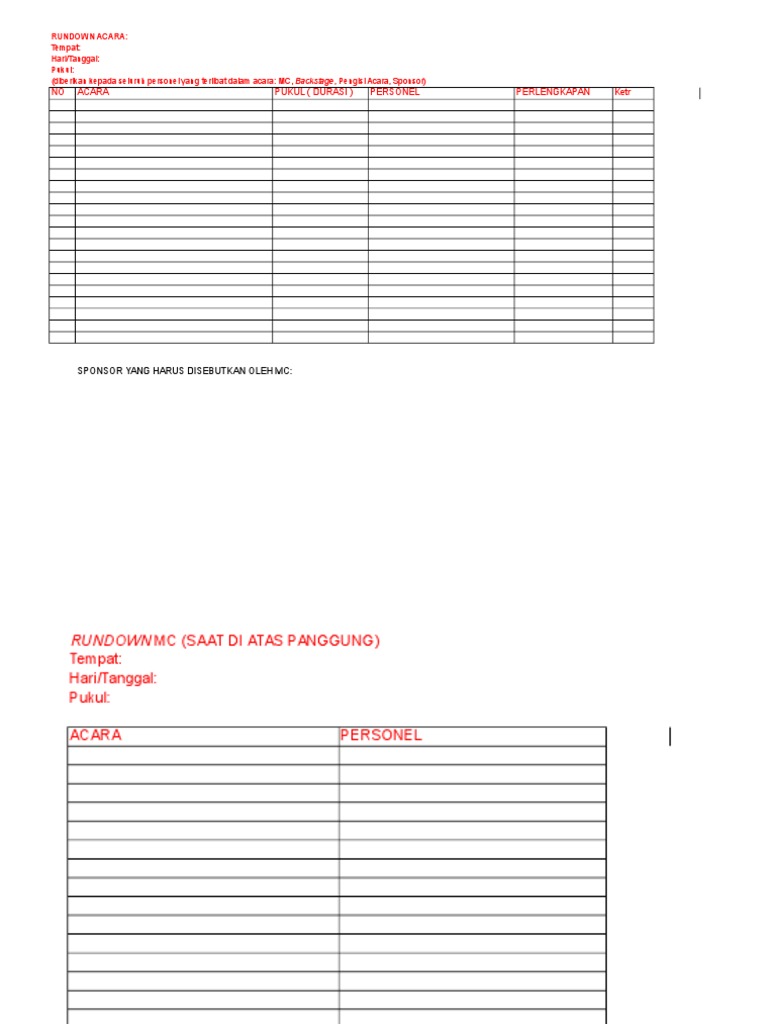 Rundown Acara dengan Paquita Wijaya | PDF | Seni