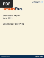 Examiners' Report June 2011 GCE Biology 6BI07 01