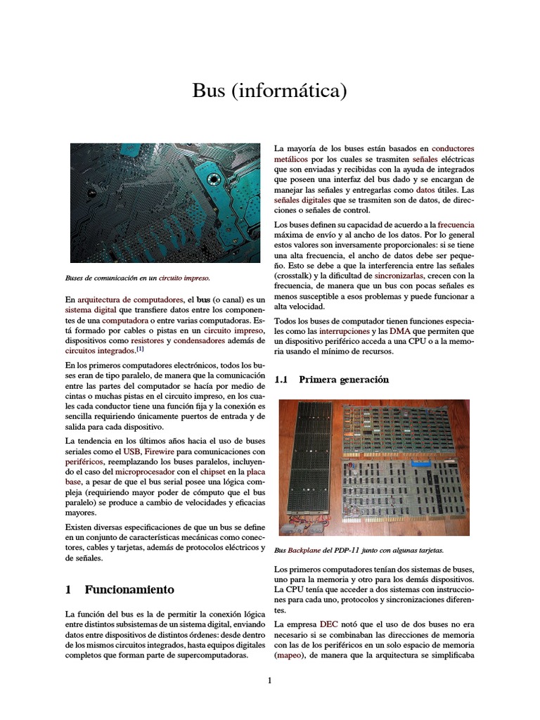 Bus (Informática) PDF Arquitectura de Computadores Ingenieria