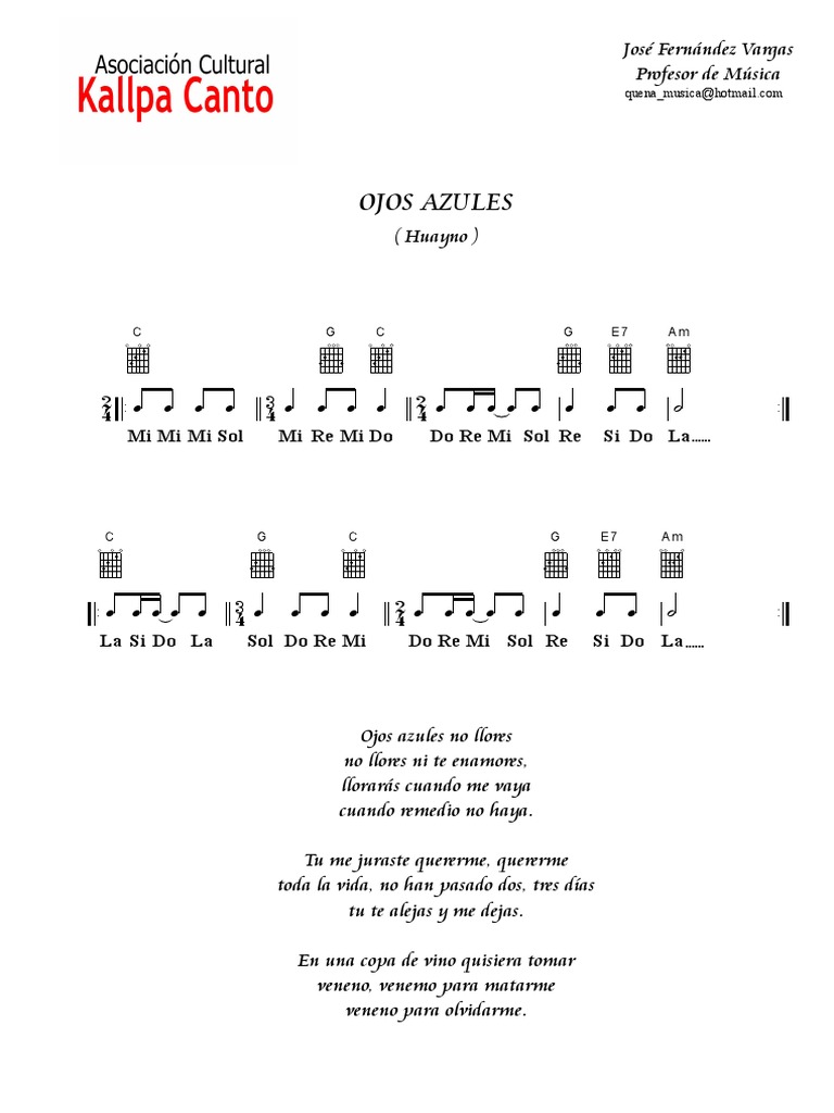 Ojos AzulesPartitura