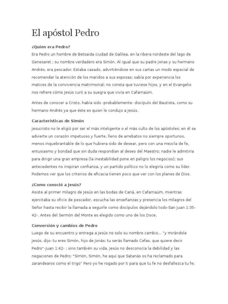 Biografía del Apóstol Pedro | PDF | San Pedro | Jesús