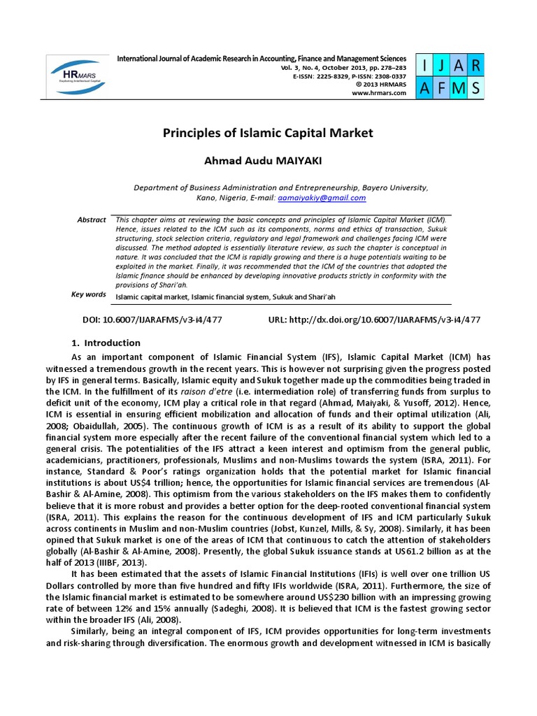 Principles of Islamic Capital Market | PDF | Islamic Banking And ...