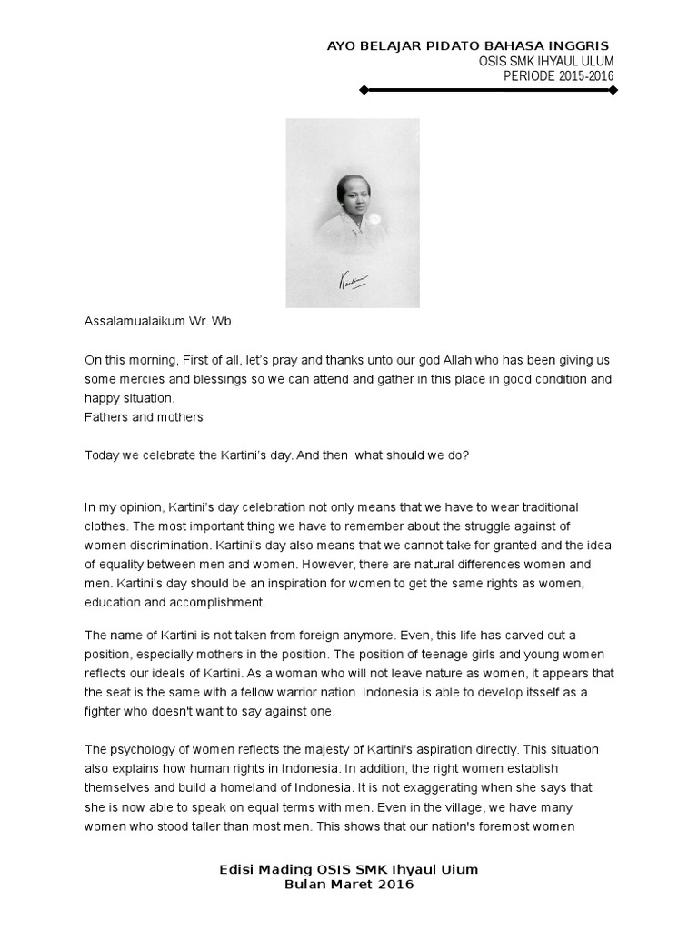 Contoh Pidato Bahasa Inggris Untuk mading