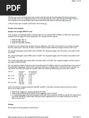 Decision Tree Analysis Example-question & Answers
