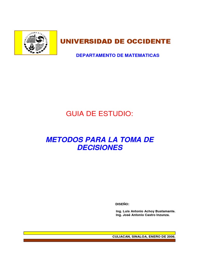 Metodos para La Toma de Decisiones PDF | PDF | Inventario | Toma de ...