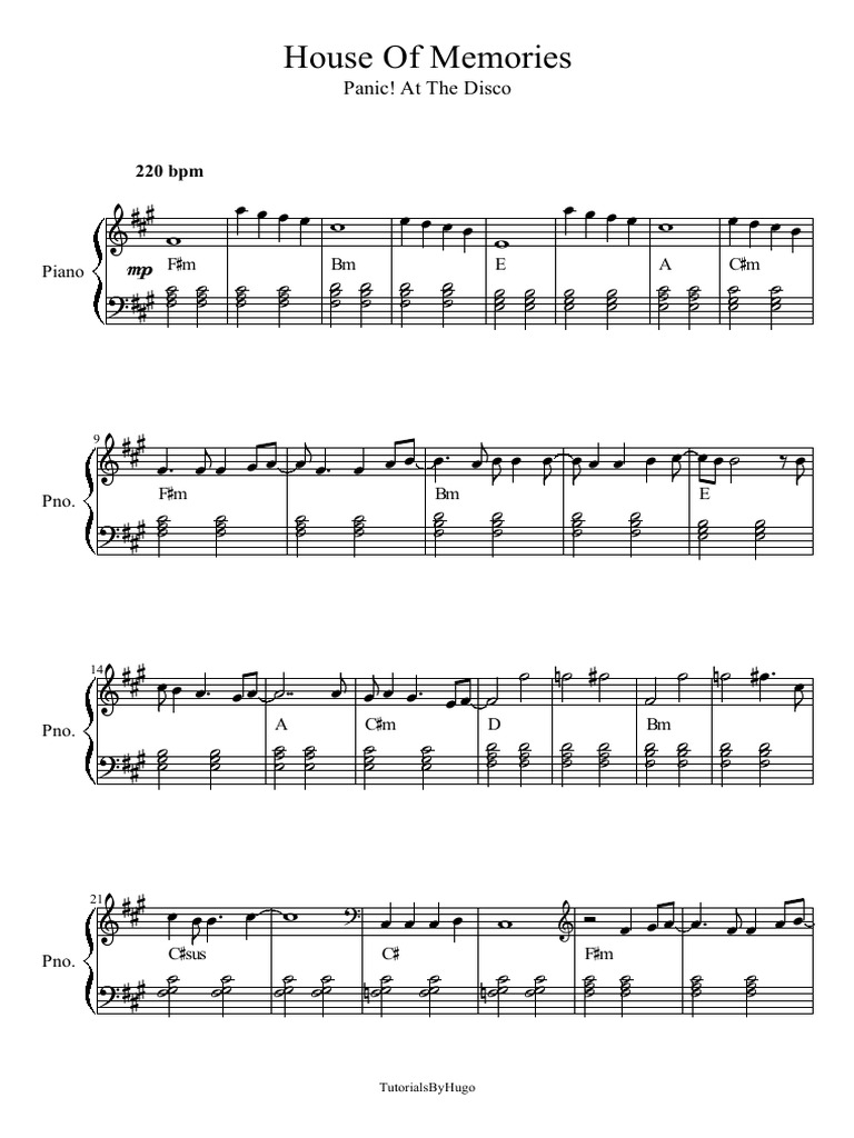 House of Memories Piano Sheet Music | Performing Arts