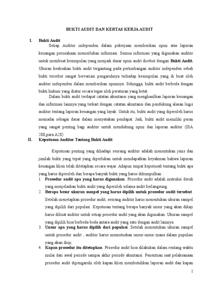 Bukti Audit Dan Kertas Kerja Audit