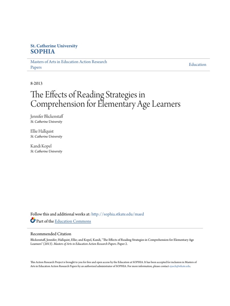 Reading Strategies for Elementary Comprehension | PDF | Reading ...