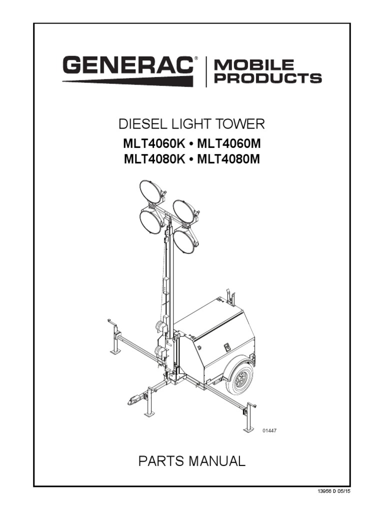 Generac Mobile Products Manual Parts Light Towers MLT4060 80