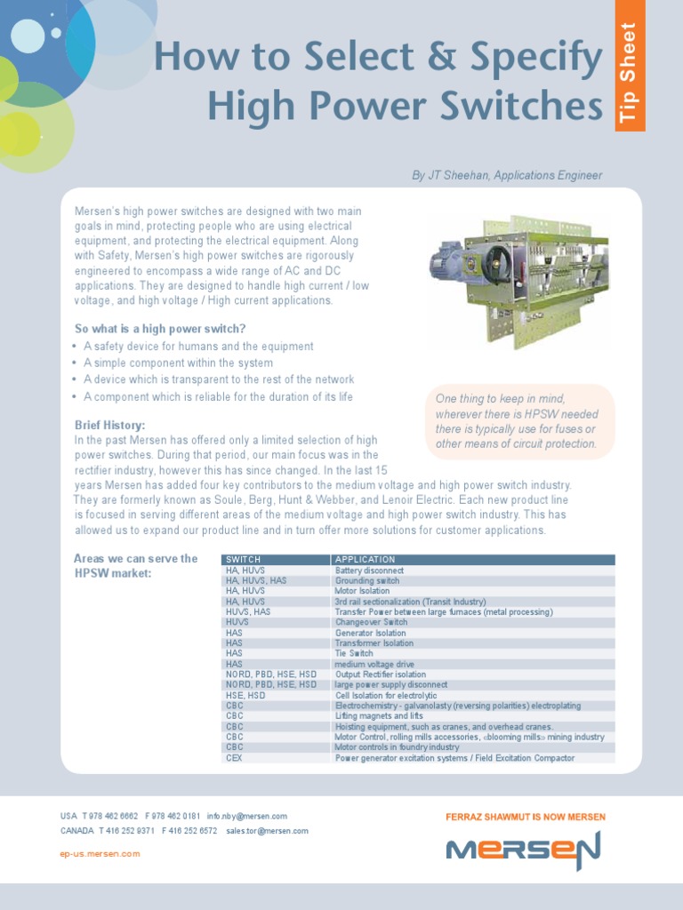How To Select & Specify High Power Switches | Download Free PDF ...