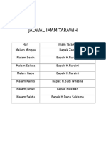 Jadwal Imam Tarawih