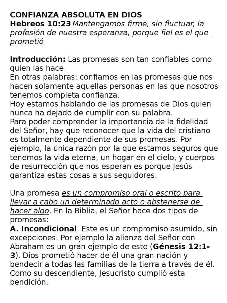 Confianza Absoluta en las Promesas de Dios | PDF | Fe | Dios