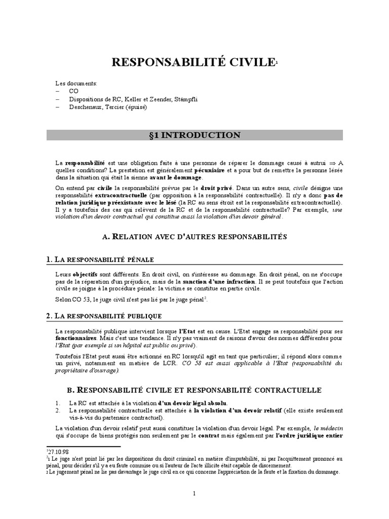 Comprendre la Responsabilité Civile | PDF | Droit des obligations | Loi ...