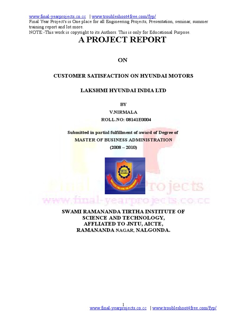Customer-Satisfaction - Hyundai-Motors | PDF | Car | Survey Methodology