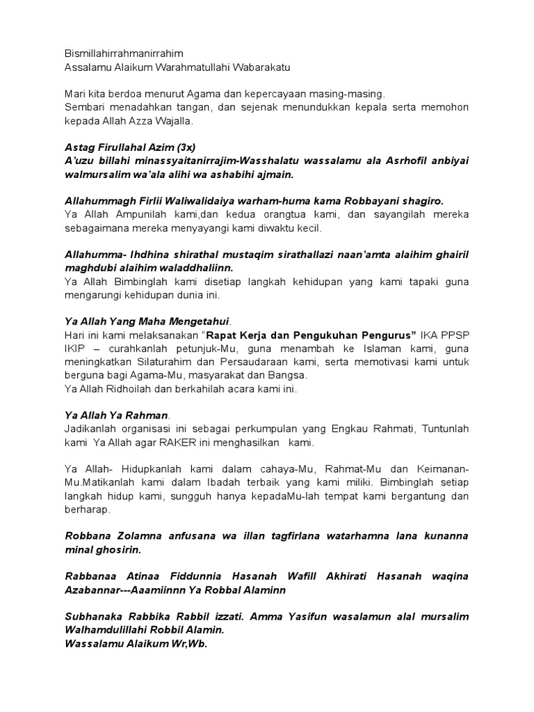 Contoh Doa Penutup Acara PDF