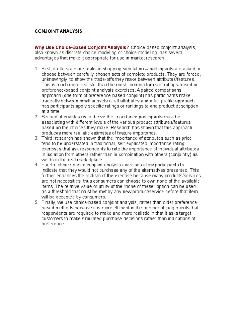 CONJOINT ANALYSIS and Other Stats Methods | PDF | Market Segmentation ...