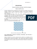 Percentage: Relationship Between Fractions, Decimals and Percentages Ratios Andpercents