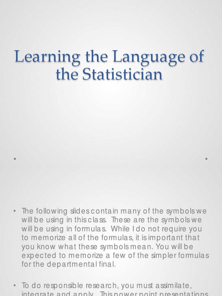 Learning Statistics Symbols and Formulas | PDF | Statistical Hypothesis ...