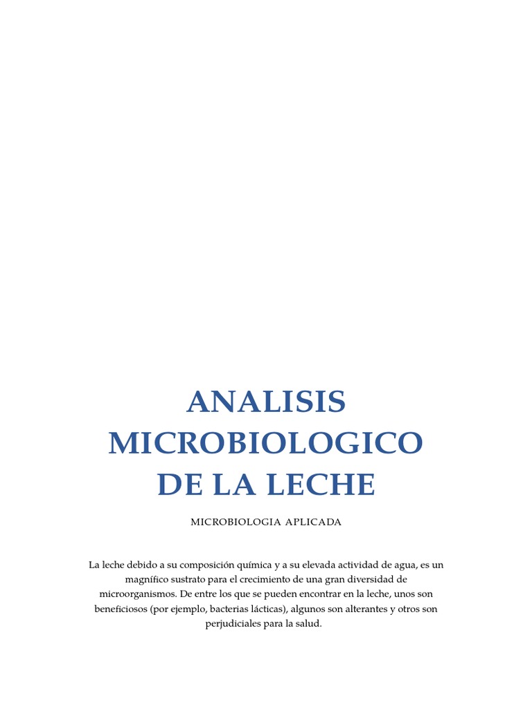 Analisis Microbiologico de La Leche | PDF | Leche | Las bacterias