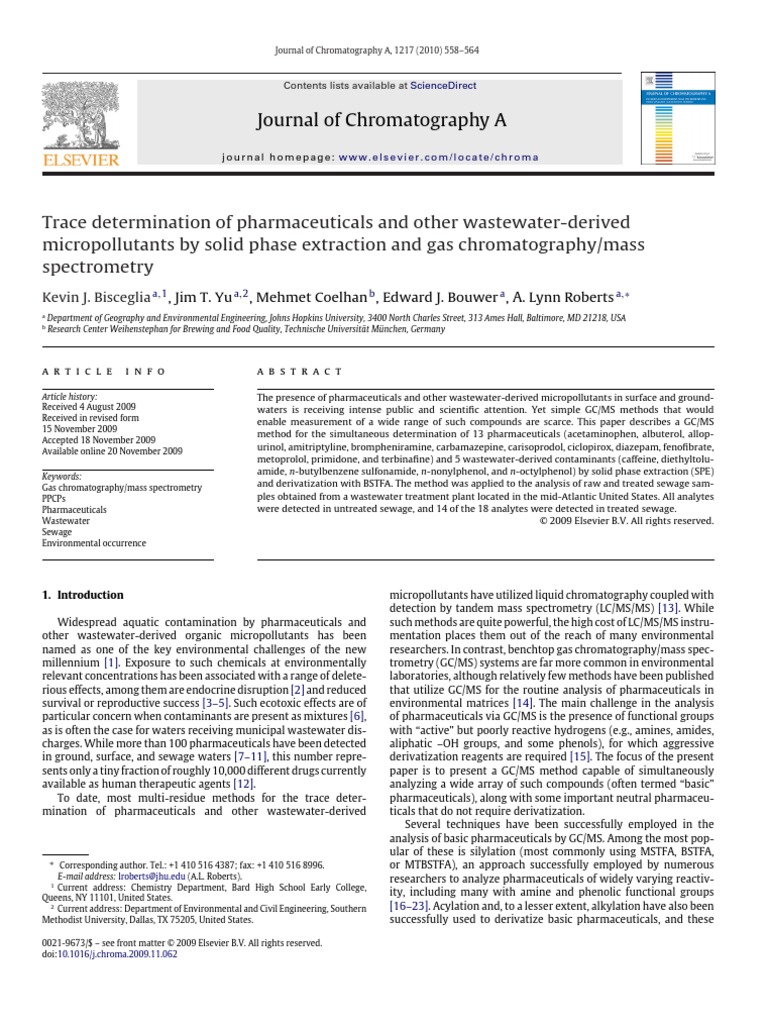 Trace Determination of Pharmaceuticals and Other WastewaterDerived Micropollutants by Solid