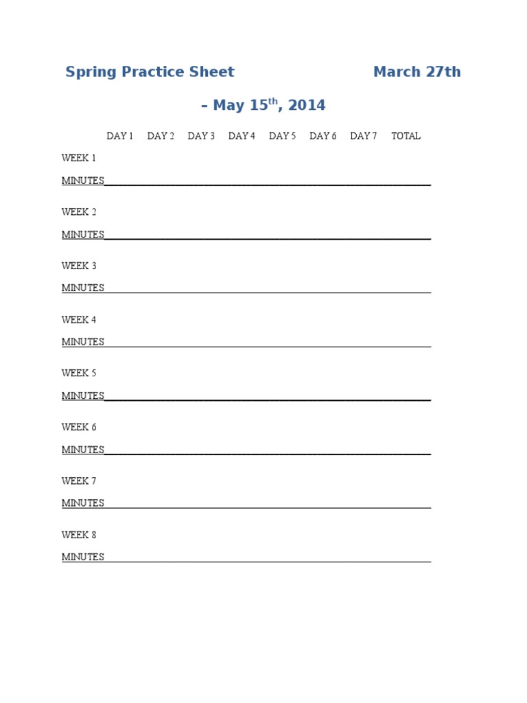 Spring Practice Schedule 2014 | PDF