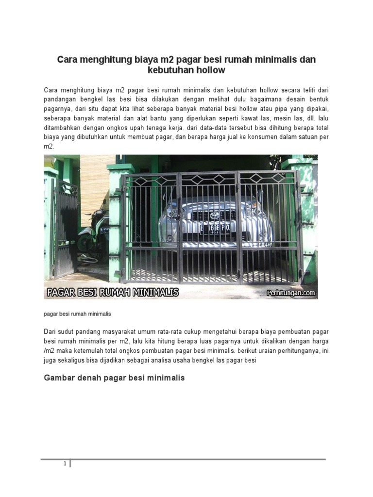 Cara menghitung biaya m2 pagar besi rumah minimalis dan Cara menghitung biaya m2 pagar besi rumah minimalis dan