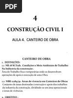 Construção Civil I. Aula 4. Canteiro Obras