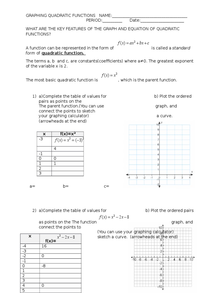 Graphing Quadratic Functions Guide | PDF | Mathematical Analysis ...