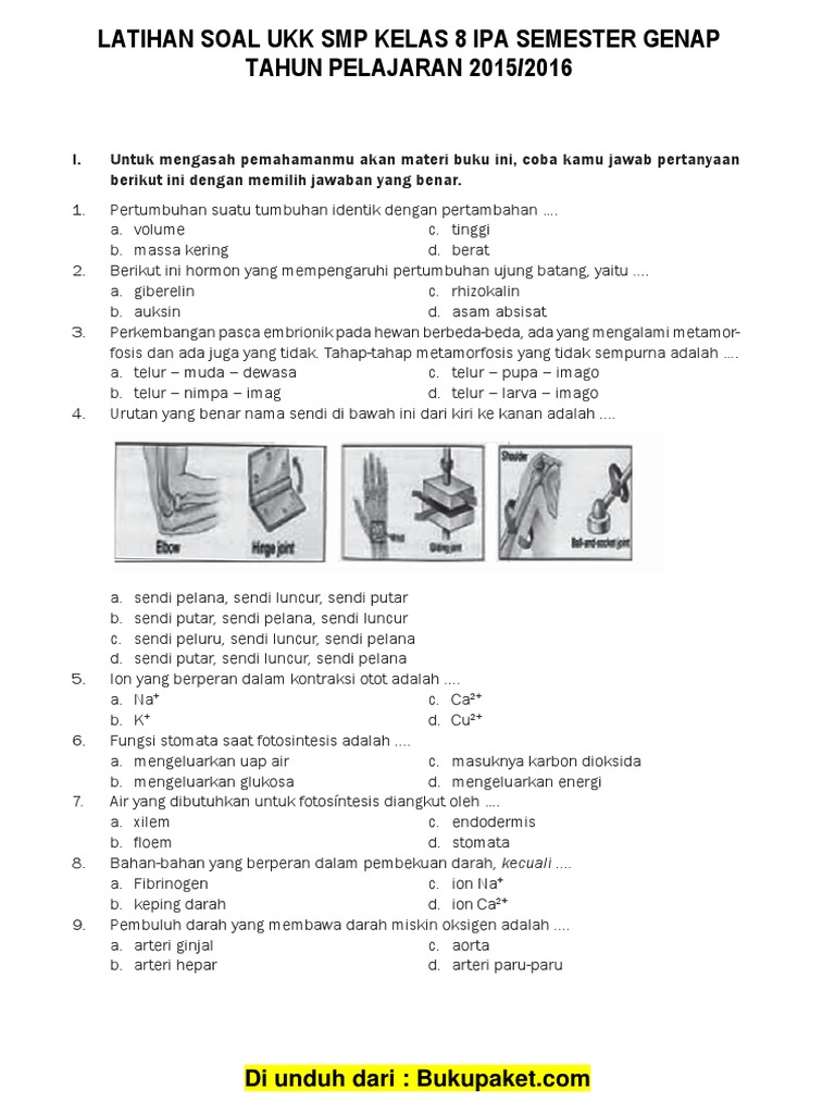 Soal Ukk Ipa Kelas 8 Smp Pdf