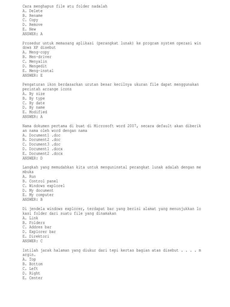 Soal Microsoft Word Cara Menghapus File Atu Folder Nadalah