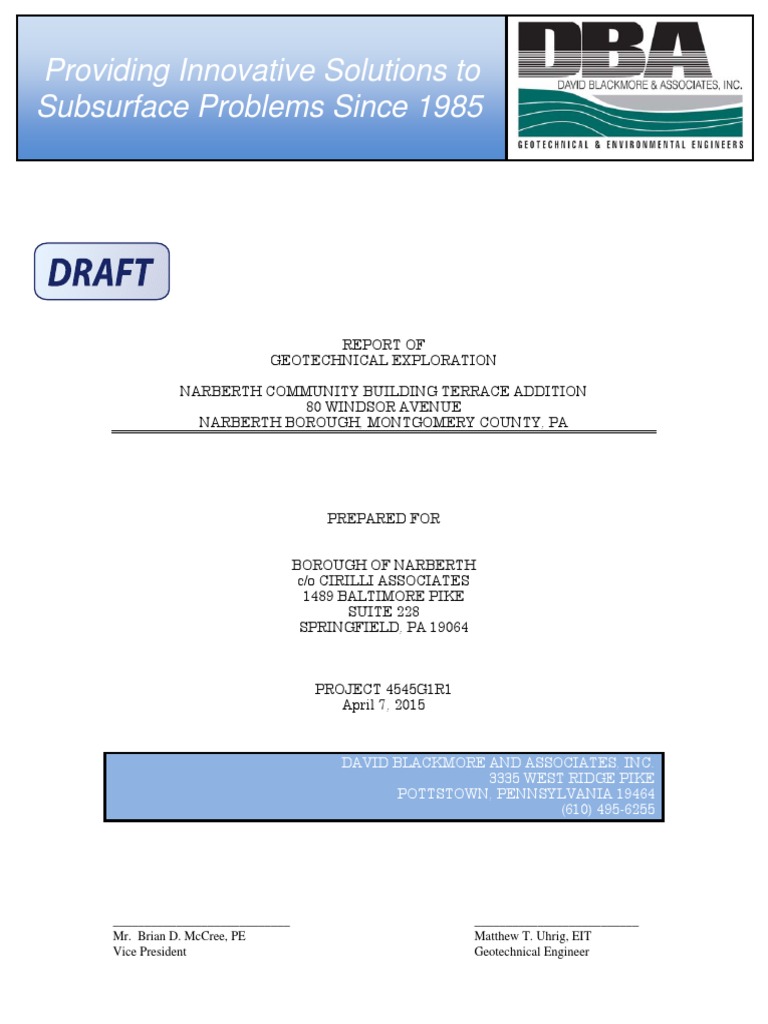 Geotechnical Report Draft | Geotechnical Engineering | Natural Materials