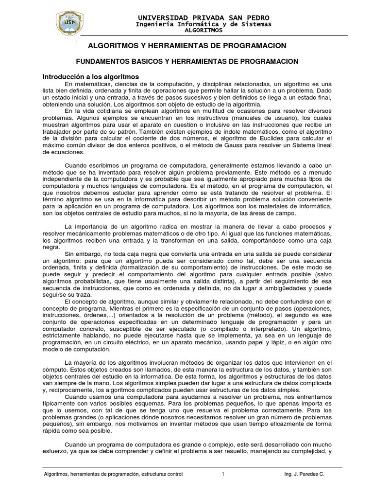Fundamentos de Algoritmos y Programación | PDF | Algoritmos | Programa ...