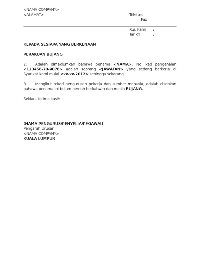 Surat Rasmi Kepada Yang Berkenaan ARasmi