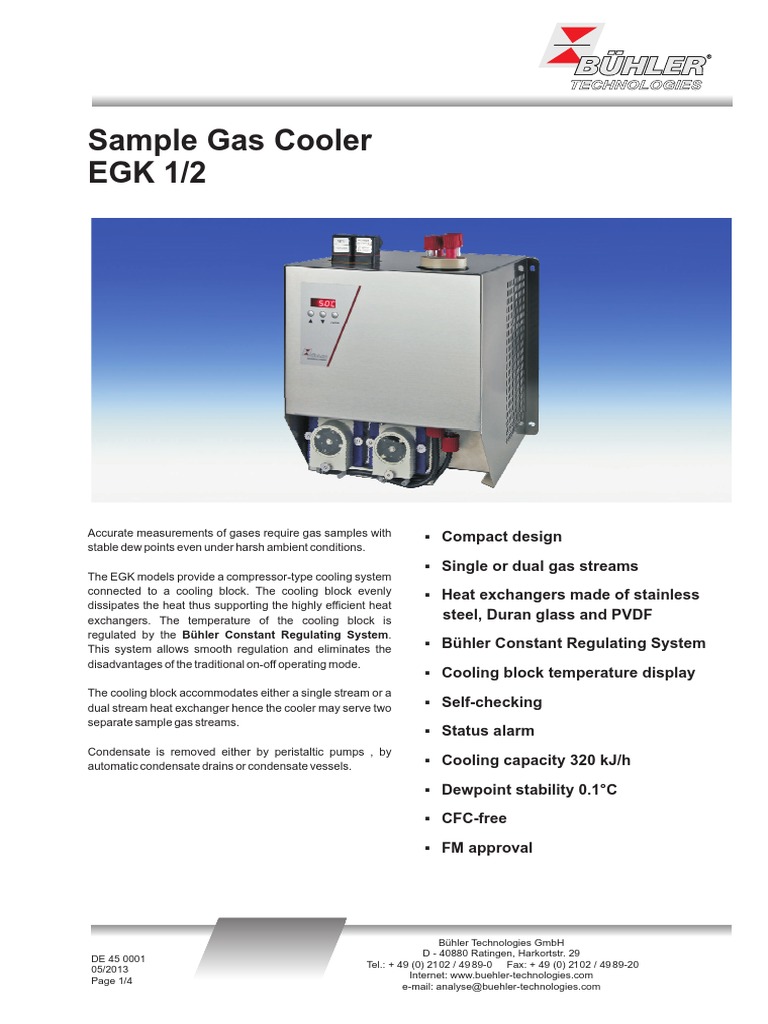 Sample Gas Cooler Data Sheet Heat Exchanger Gases Free 30day