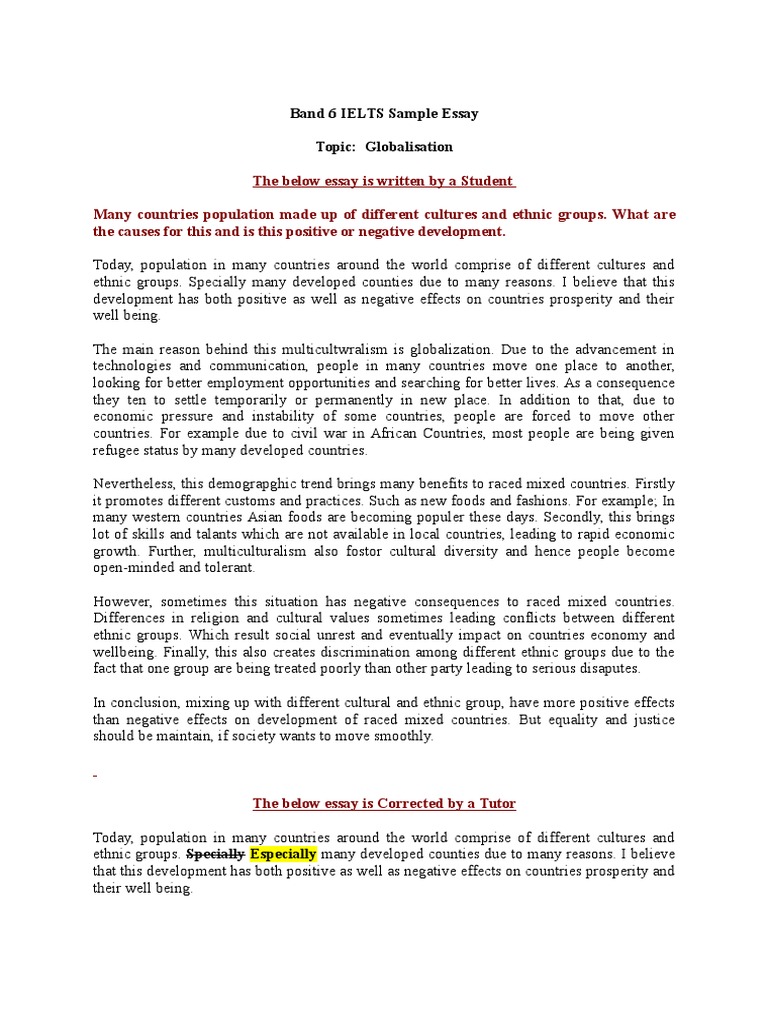 ielts band 6 essay sample
