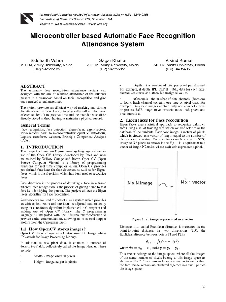 Microcontroller Based Automatic Face Recognition Attendance System | PDF