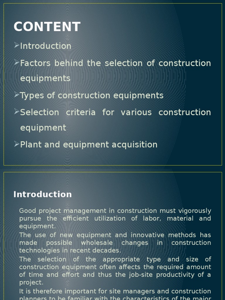 Construction Equipment Selection Guide | PDF | Depreciation | Crane ...