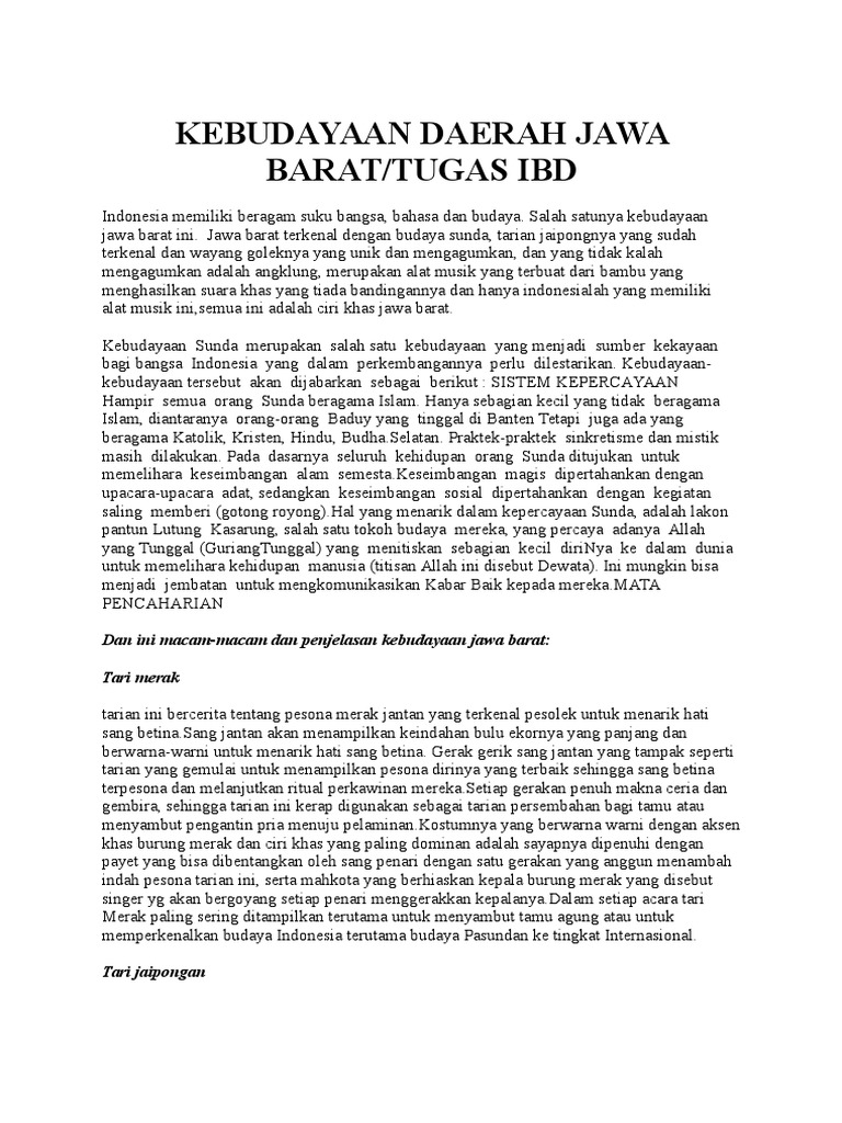 Kebudayaan Daerah Jawa Barat