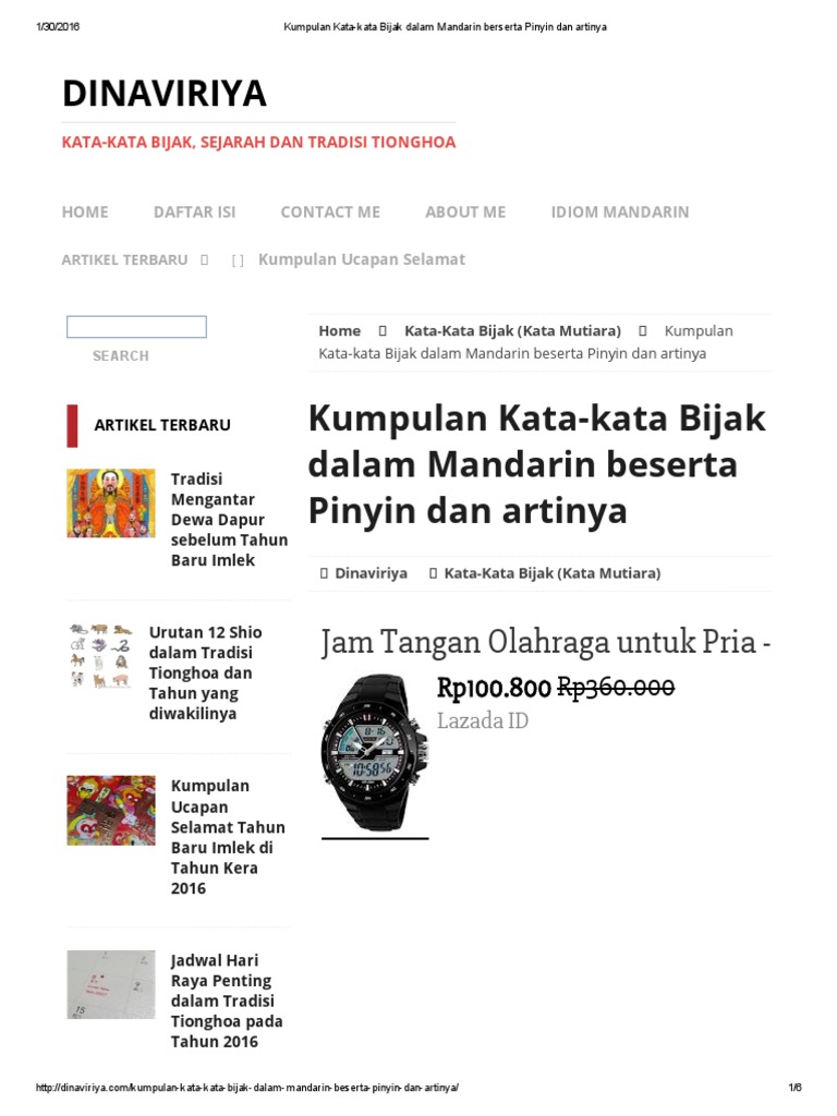 Kumpulan Kata Kata Bijak Dalam Mandarin Berserta Pinyin Dan