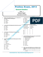 CGPSC Prelims Exam, 2013 General Studies (Paper-I) Solved Paper