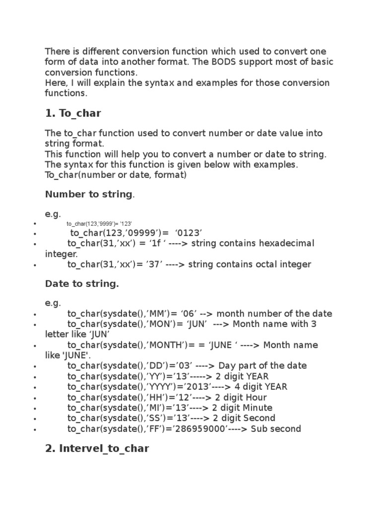 There Is Different Conversion Function Which Used To Convert One Form ...
