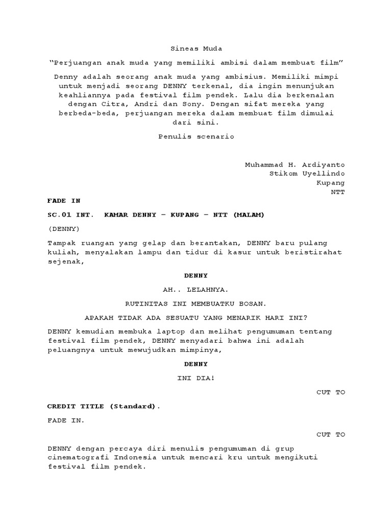 Contoh Skenario Film Pendek