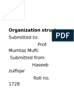 Organization Structure: Submitted To: Prof. Mumtaz Mufti Submitted From: Haseeb Zulfiqar Roll No. 1728
