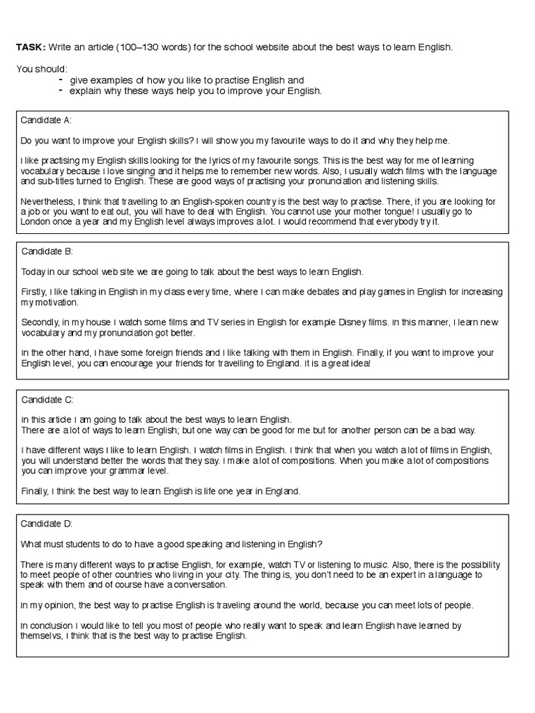 Writing Moderation Examples PDF English Language Grammar