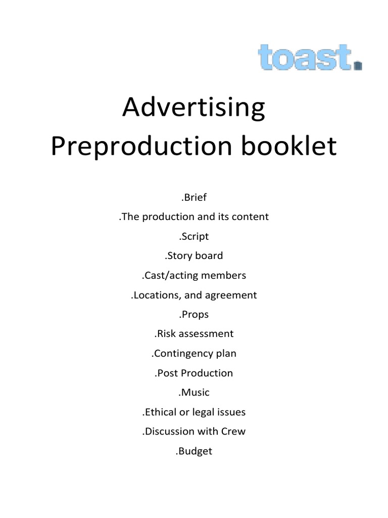 Advertising Pre-Production Booklet | PDF | Privacy | Advertising