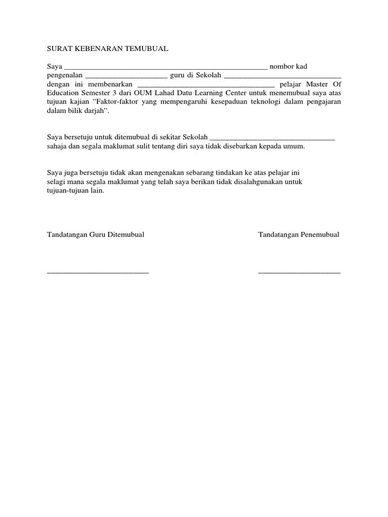 Surat Kebenaran Temubual Pdf