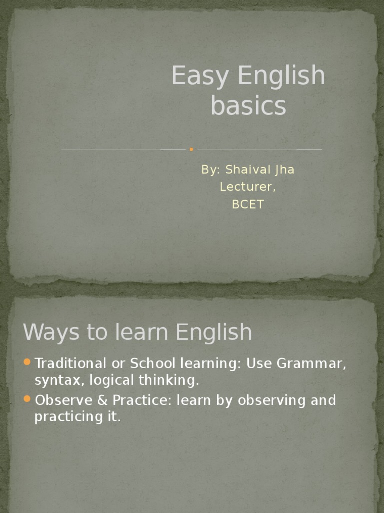 English Basics for Beginners | PDF | Subject (Grammar) | Part Of Speech