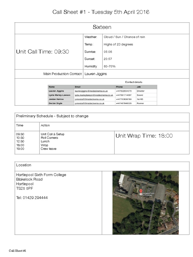 Call-Sheet-Corporate-Video 2 | PDF | Business | Wellness