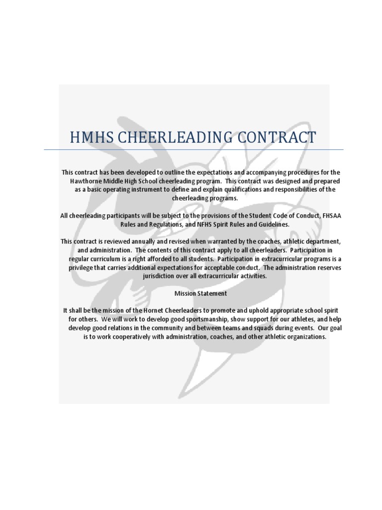 Hmhs Cheerleading ContractUpdated 2016 PDF Cheerleading Leadership