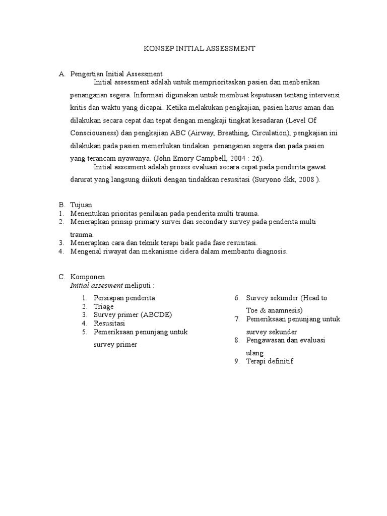 Konsep dan Proses Initial Assessment | PDF